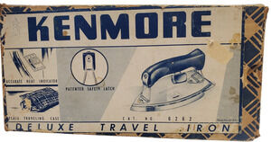 Vintage Kenmore Folding Iron Cat.#305-6262 Travel Iron Orig Cord Bakelite Handle